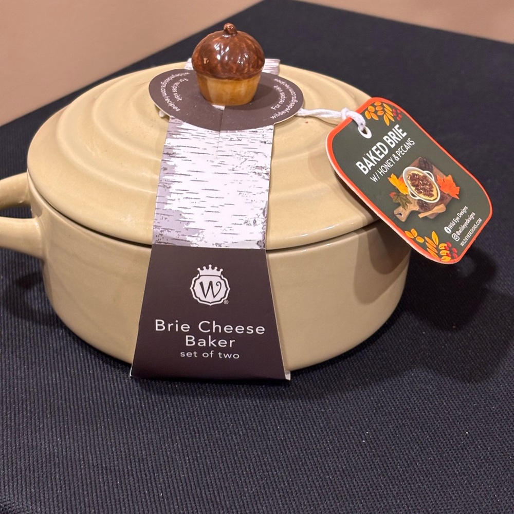 The Wild Eye Designs Brie Cheese Baker ceramic acorn handle